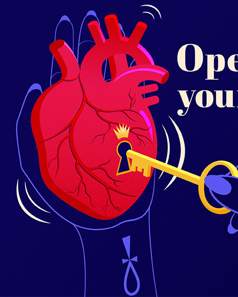Detail vector illustration editorial illustration - Open up your heart - created by Loredana Codau, hart detail