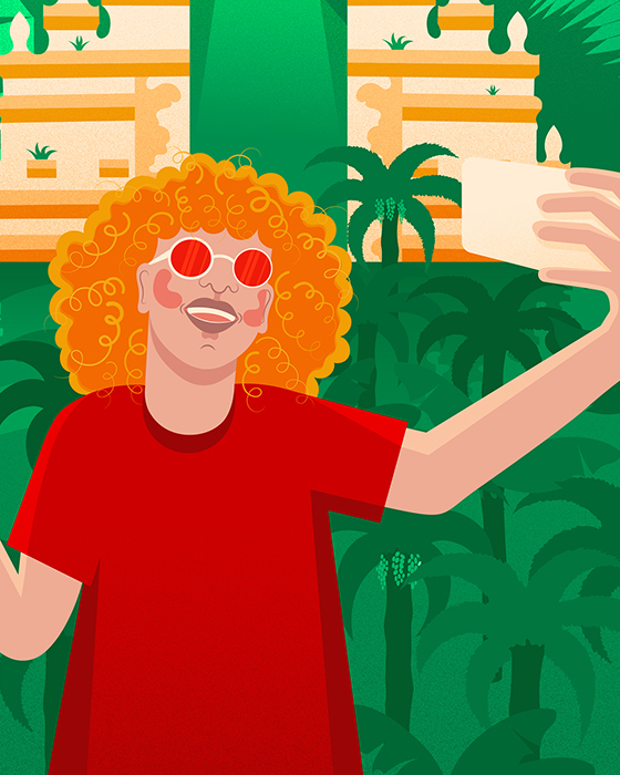 Bali travel illustration series - Picture perfect detail girl with sunglasses