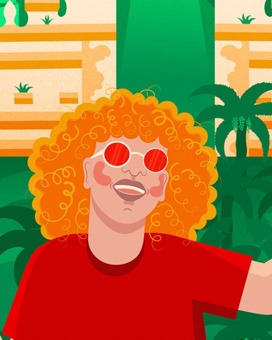 Bali travel illustration series - Picture perfect detail girl with sunglasses