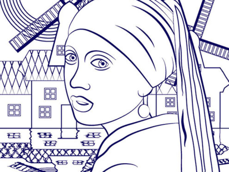 Girl with a pearl earring colouring page by Loredana Codau
