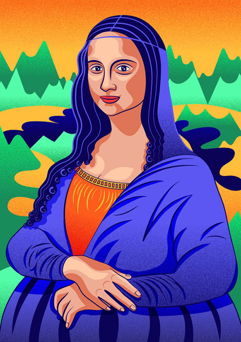 Personal interpretation of Mona Lisa painted by Leonardo da Vinci.