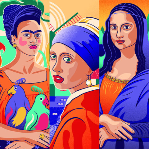 Muses in Art History: Frida Kahlo, The Girl with a pearl earring & Mona Lisa
