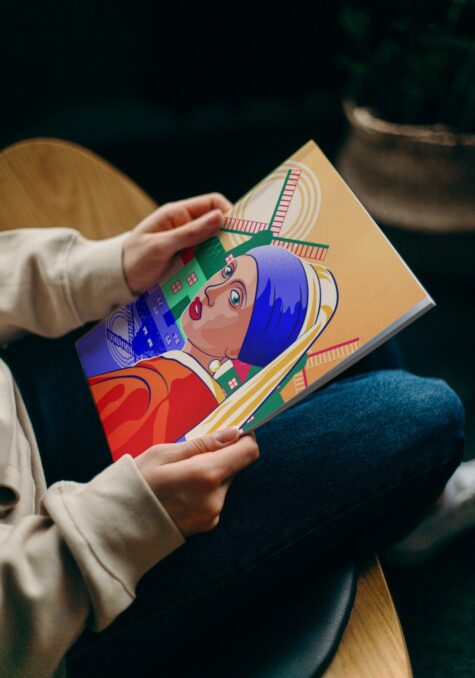 Magazine mockup depicting the illustration The girl with a pearl earring - Tribute to Johannes Vermeer