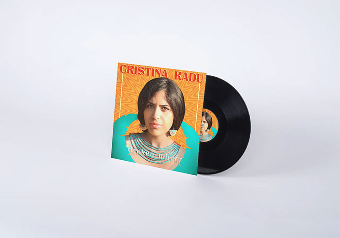 Mockup vinyl single cover custom jazz album cover design for Cristina Radu depicting the vynil on a white background