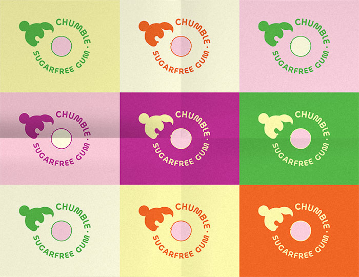 Chumble Chewing Gum submark logo variations by Loredana Codau