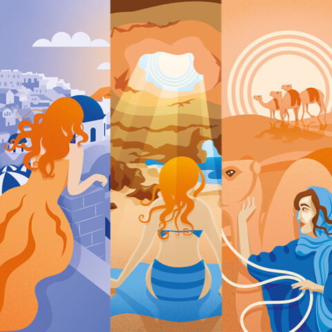 Travel Illustrations: Santorini, Algarve & Sahara