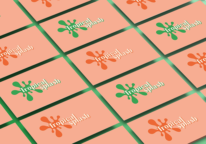 Tropical splash tea branding business cards variations