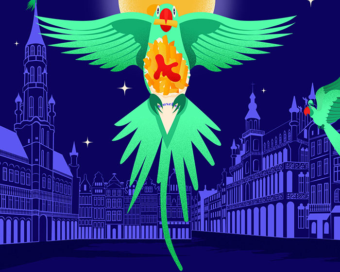 Detail Parrots of Brussels vector illustration high-quality digital download (printable) by Loredana Codau