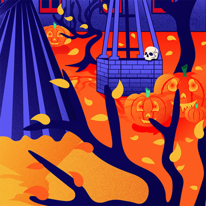 Detail A nightmare before Halloween vector illustration by Loredana Codau ©Loredana Codau 2020