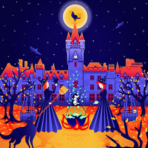 Architectural Illustration: Halloween at Miranda Castle